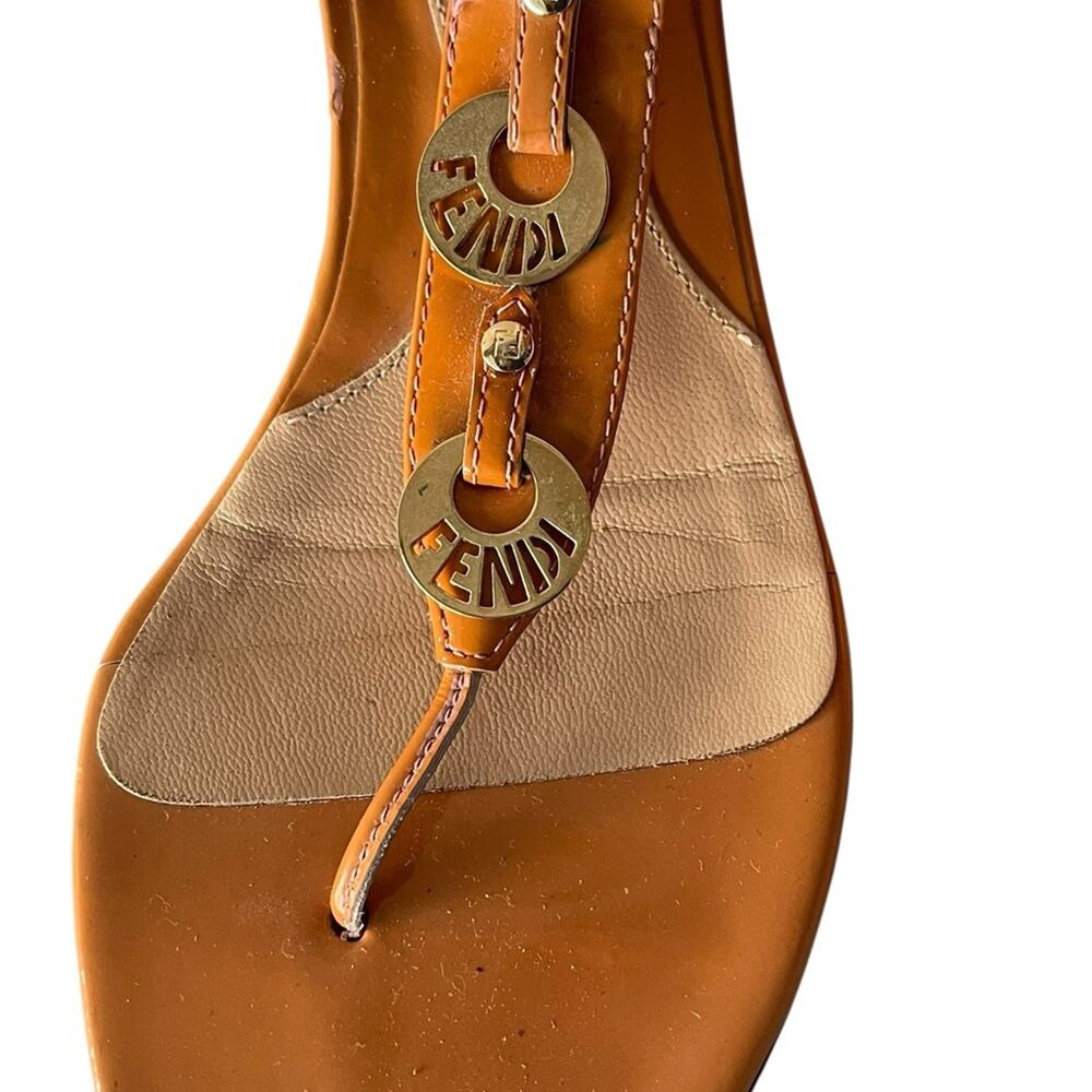 Fendi t-strap Brown patent Leather Women's Sandals Size:38/US:8 - Picture 5 of 8